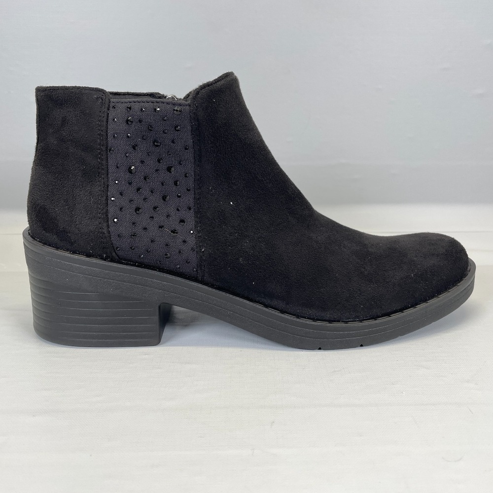 Bzees for Lifestride Outstanding Sparkle Ankle Boots Womens Size 8.5W Black Shoe